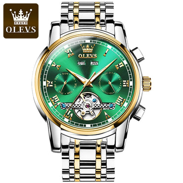 OLEVS New Mens Automatic Mechanical Watch Waterproof Business Stainless Steel Strap Watch Skeleton Mechanical Watch sports Watch