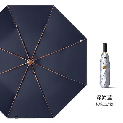 Sunshade Folding Umbrella for Women, Thickened Titanium Silver Cloths, Anti Sun UV, Windproof Waterproof, Rain Umbrellas Parasol