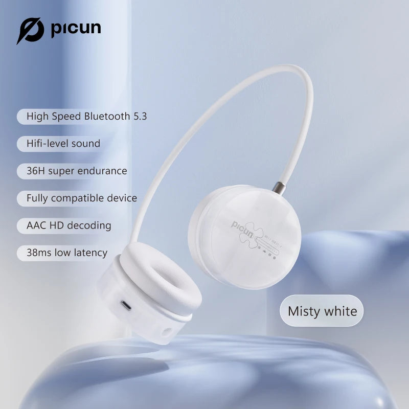 Picun i30 Wireless Headphone HiFI Stereo Lightweight Bluetooth 5.3 Headset with Microphone 36Hrs Playtime for Phone PC Travel