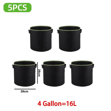 5Pcs 3/4/5/7/10 Gelen Felt Grow Bags Berkebun Fabrik Tumbuh Pasu Sayur Strawberi Penanam Penanam Taman Pot Kentang Tanaman 