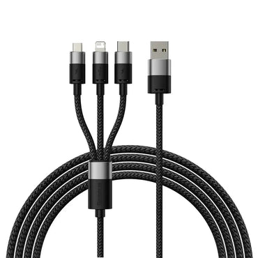 Baseus Kabel USB 3 dalam 1 USB Mikro Jenis C Pengecas Cepat Kabel Data USB Mikro Jenis C untuk IP 14 13 Samsung Xiaomi Huawei 