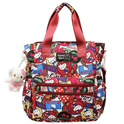 MINISO Hello Kitty Waterproof Canvas Women Handbags Shoulder Bag Nylon Ladies Messenger Bag Oxford Crossbody Bag Tote Book Bag