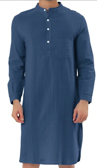 Muslim Fashion Casual Pocket Long Shirts Robe Kurta Men Arabe Hombre Arabic Shirt Islamic Dubai Man Clothing Kaftan for Men