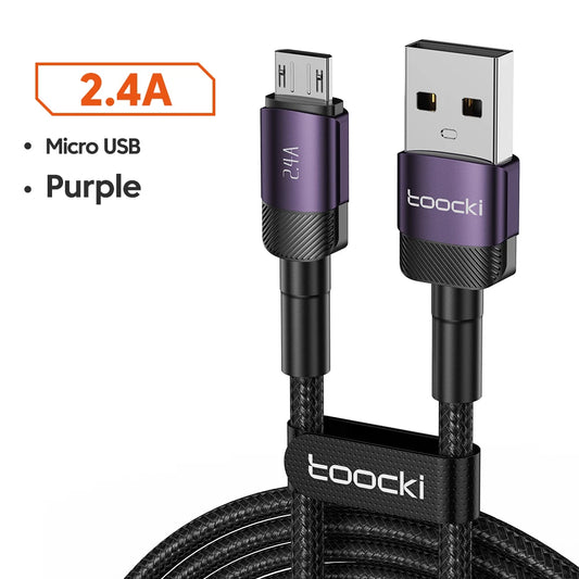 Toocki Micro USB Cable 2.4A Fast Charging Micro Data Cord For Samsung S6 S7 Redmi Note 4 For Headhpone Earphone iPad Micro USB