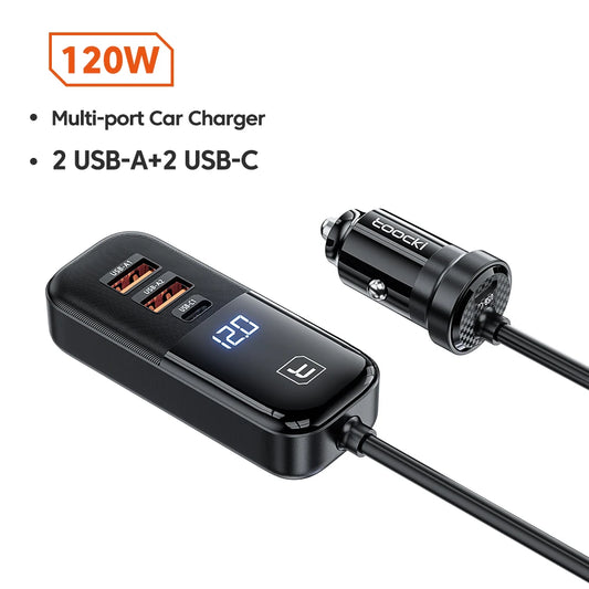 Toocki 120W PD Car Charger Quick Charger QC 3.0 PD 3.0 For iPhone 14 Samsung S23 Ultra Type-C Charger Portable USB Phone Charger