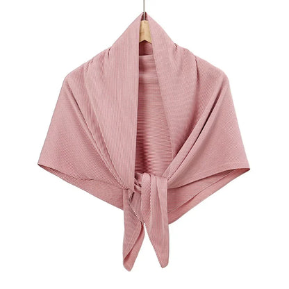 Plain Wrinkle Square Pleated Scarf Satin Shawls Wrap Stole Muslim Hijab 90*90cm Malaysia Kerchief Bandanas Headband Silk Scarves