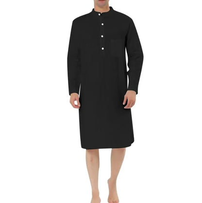Muslim Fashion Casual Pocket Long Shirts Robe Kurta Men Arabe Hombre Arabic Shirt Islamic Dubai Man Clothing Kaftan for Men