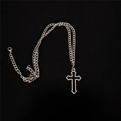 Pendant Hip Hop Cross Accessories Necklace Women Korean Fashion Kpop Emo Chain Collar Choker Valentines Gift Charm Jewelry 2024