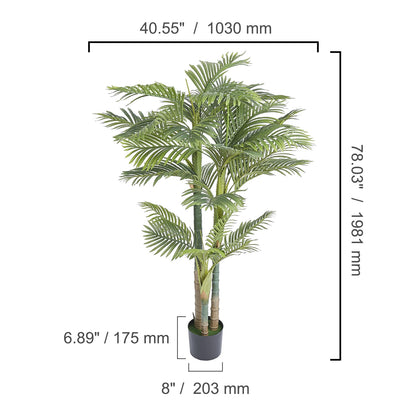 VEVOR Artificial Palm Tree 4/5/6 FT Tall Faux Plant Secure PE Material & Anti-Tip Tilt Protection Low-Maintenance Plant for Home