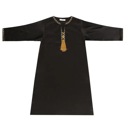 Arab Muslim Kids Boy Jubba Thobe Abaya Satin Long Dress Kaftan untuk Anak-anak Pakaian Islami Jubah Panjang Dress Dubai Arab Ramadan 