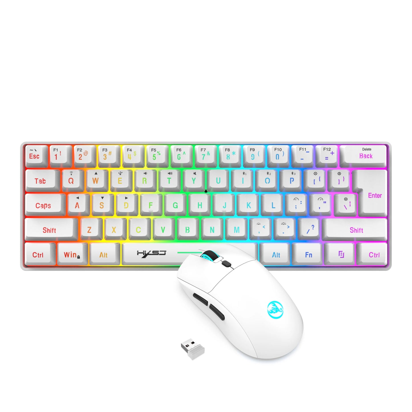 60% Wireless Gaming Keyboard and Mouse Combo, RGB Backlit Quiet Ergonomic Mechanical Feeling Keyboard, Gaming Mouse for Desktop