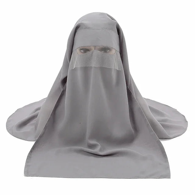 Muslim Face Cover Scarf Islamic Niqab Burqa Bonnet Hijab Chiffon Veil Headwear Abaya Women's Hijabs Sunscreen Araba Long Wraps