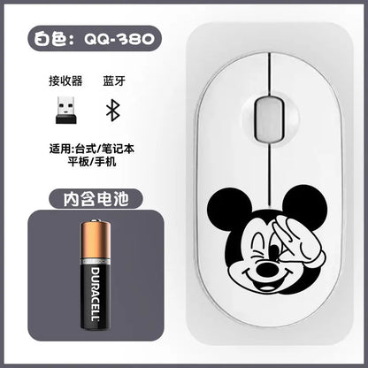 Disney Kawaii Mickey Mouse and Minnie Wireless Bluetooth Mouse Cute Cartoon USB Bluetooth Dual Mode Super Silent Home Laptop