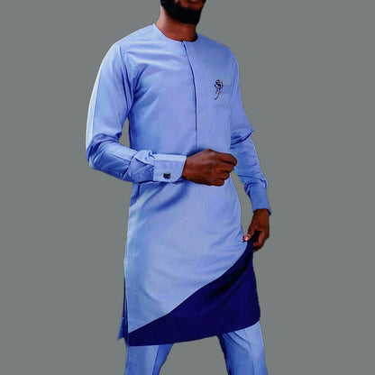 Pakaian Afrika untuk Lelaki Pakaian Tradisional Nigeria 2PC Baru Set Suit Perkahwinan Elegan Pakaian Lelaki Islam Agbada Muslim Mewah 