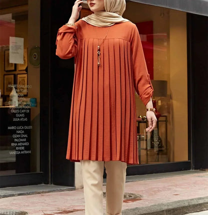 New 2025 Muslim Women's Blouse Shirt Adjustable Sleeve Women Fashion Top Islamism Blouses for Muslim Women Solid Oversized 5XL