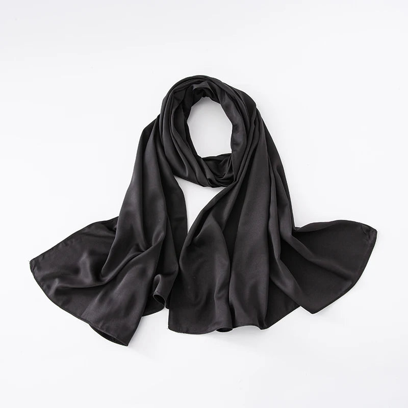 Cheap Plain Long Satin Polyester Scarves Matte Feeling Solid Women Scarf Soft Malaysia Women Shawl Big discount Muslim Hijab