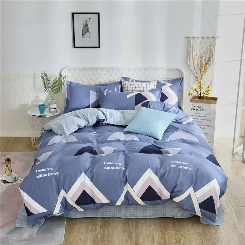 Lovely Cartoon King Size Duvet Cover Set 220x240 Skin Friendly Double Bed Quilt Cover Blanket Comforter Cover and Pillowcase