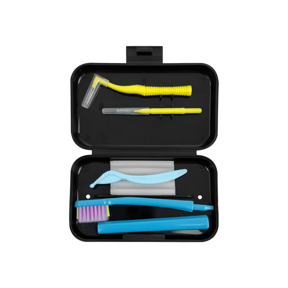 1 Box Portable Travel Dental Cleaning Set Oral Cleaning Care Toothbrush Interdental Brush Teeth Whitening Orthodontic Care Kit