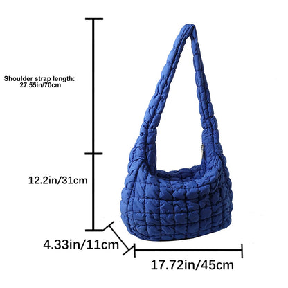 Beg Selempang Berlapis Empuk Baharu untuk Wanita Beg Bahu Awan Berlipat Bubbles Beg Tangan Berbentuk Baldi Tote Besar Beg Tangan Ruched 