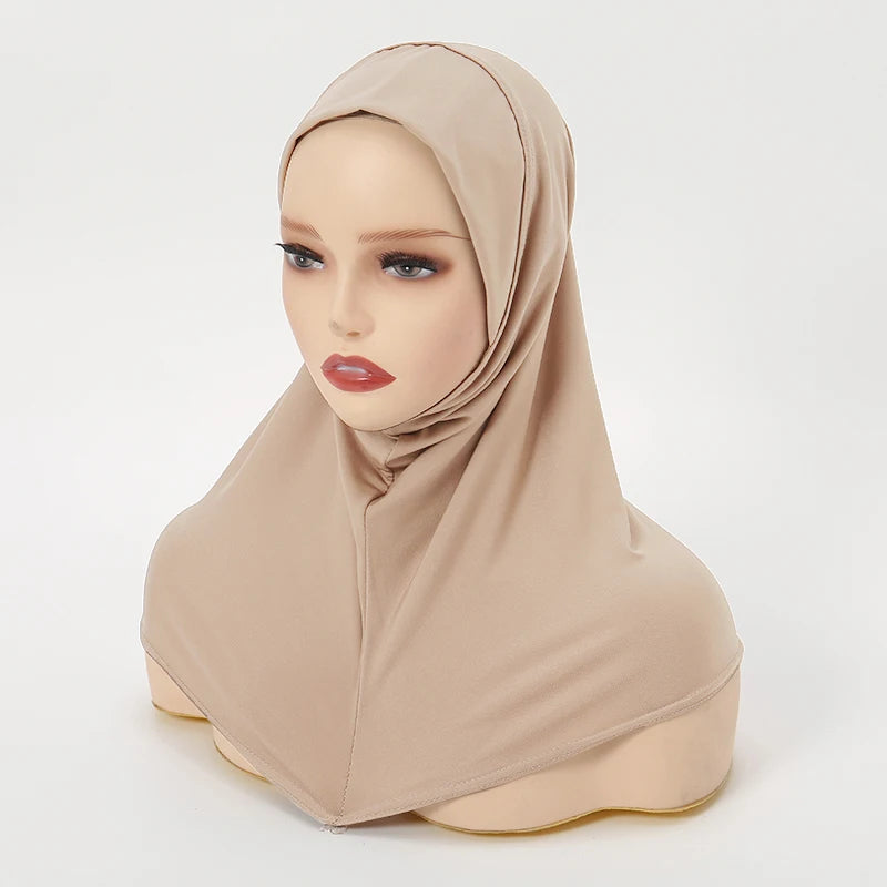 Instant Hemp Muslim Hijab Scarf Abaya Turban for Woman Islamic Women Head Wrap Ready to Wear Hijabs Pinless Neck Cover Turbans