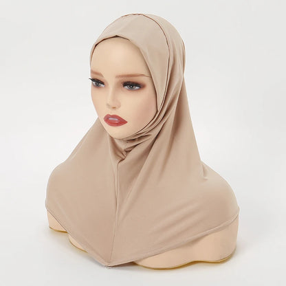 Instant Hemp Muslim Hijab Scarf Abaya Turban for Woman Islamic Women Head Wrap Ready to Wear Hijabs Pinless Neck Cover Turbans