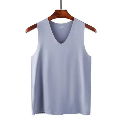 Summer Sports Ice Silk T-shirt Vest Man Gym Fitness Sleeveless Undershirt Underwears Traceless Slim Fit Breathable Singlet M-5XL