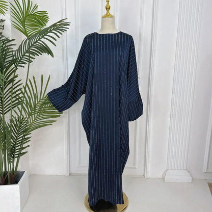 Abaya for Women Dubai Luxury Muslim Party Evening Dress Kaftan Femme Musulman Turkish Abayas Islamic Clothing Glitter Stripe