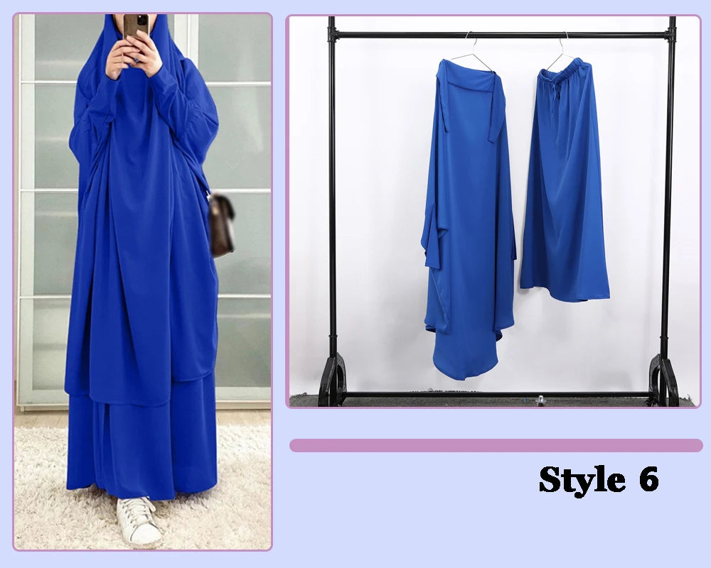 Women Hooded Muslim Hijab Dress Eid Prayer Garment Jilbab Abaya Long Khimar Full Cover Ramadan Gown Abayas Islamic Clothing