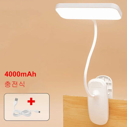 Flexible Foldable Led Rechargeable Desk Lamp With Clip Reading Book Night Light LED Touch 3 Modes Dimming Eye Protection Light