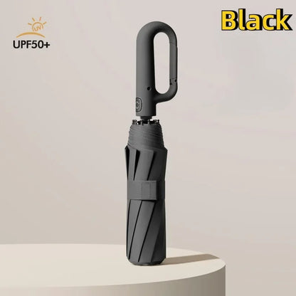 12 Bones Windproof Strong 105cm Reinforced Automatic Folding Umbrella Large Buckle Handle Wind And Water Resistant Rain Gears