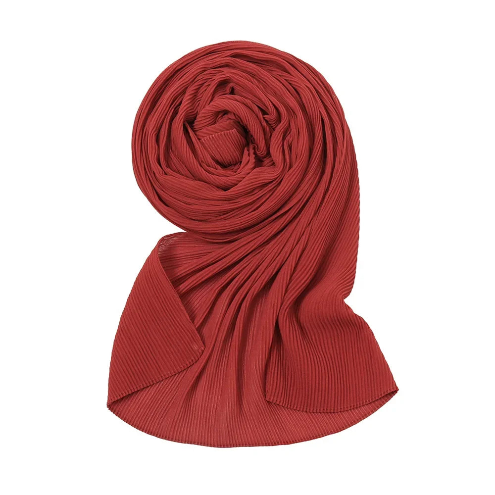 Big Size Pleated Chiffon Hijab Scarf for Muslim Women Turban Pashmina Shawls and Scarves Women Bandana Headband Hijabs Headscarf