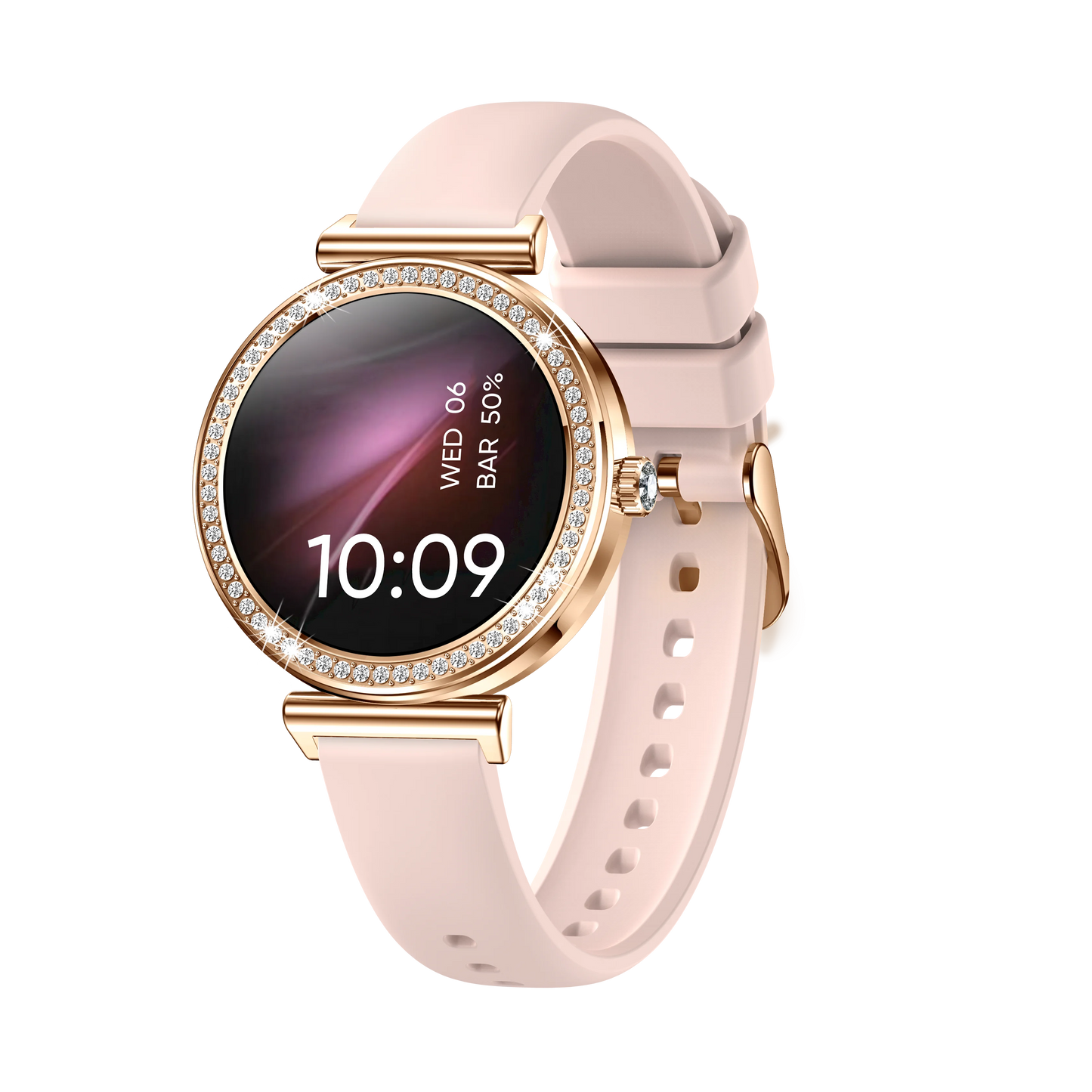 LEMDIOE Rose Gold Ladies Smart Watch Bluetooth Call 120+ Sports Mode Fitness Ladies Smart Watch DIY Watch Face IP68