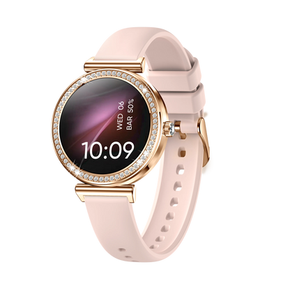 LEMDIOE Rose Gold Ladies Smart Watch Bluetooth Call 120+ Sports Mode Fitness Ladies Smart Watch DIY Watch Face IP68