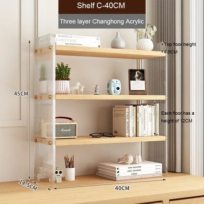 Desktop Storage Rack Acrylic Desk Bookshelf Office Workstations Multi Layer Storage Rack Student Dormitory Organizing Rack