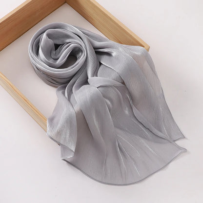 Hotsale Light Weight Plain Shimmery Chiffon Crepe Crinkle Shawl Malaysia Solid Color Glitter Shiny Shimmer Hijab Scarf Women