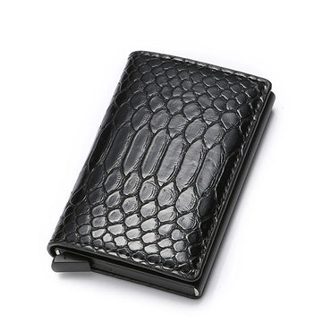 Crocodile Pattern Rfid Card Holder Men Wallets Smart Money Bag Male Purse Small Thin Mini Slim Bifold Wallets Short Black Wallet