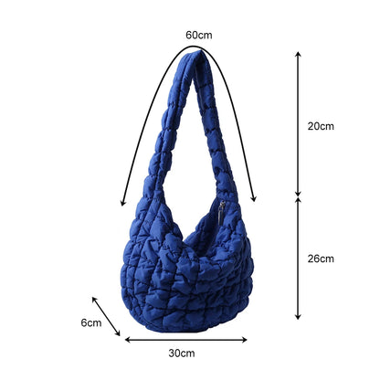 Beg Selempang Berlapis Empuk Baharu untuk Wanita Beg Bahu Awan Berlipat Bubbles Beg Tangan Berbentuk Baldi Tote Besar Beg Tangan Ruched 