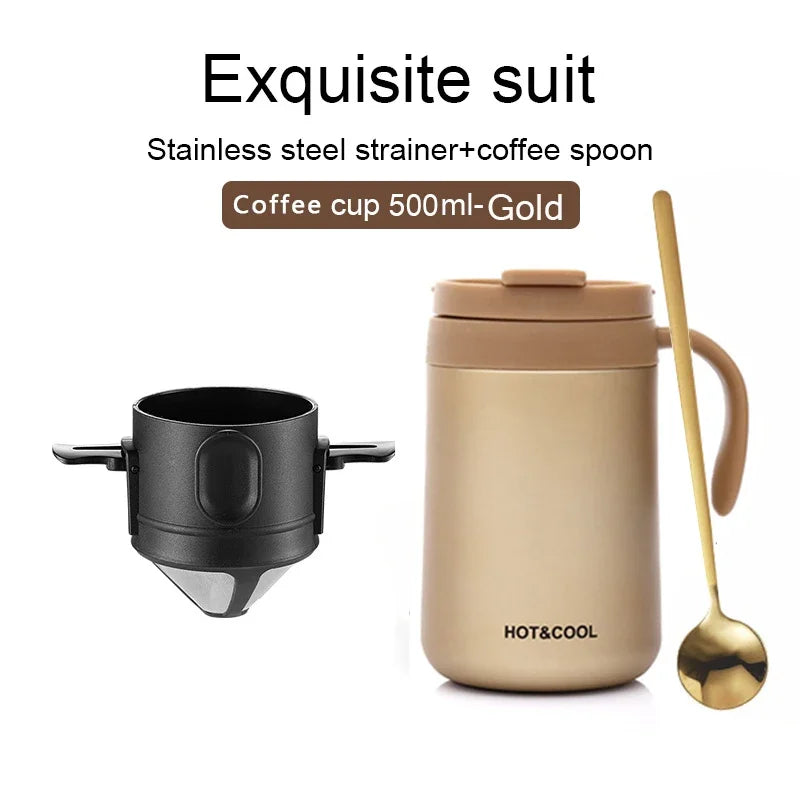 304 Stainless Steel Portable Coffee Filter Drip Coffee Tea Holder Reusable Mug Coffee Dripper Tea Cup Set Coffee Pot Coffeeware