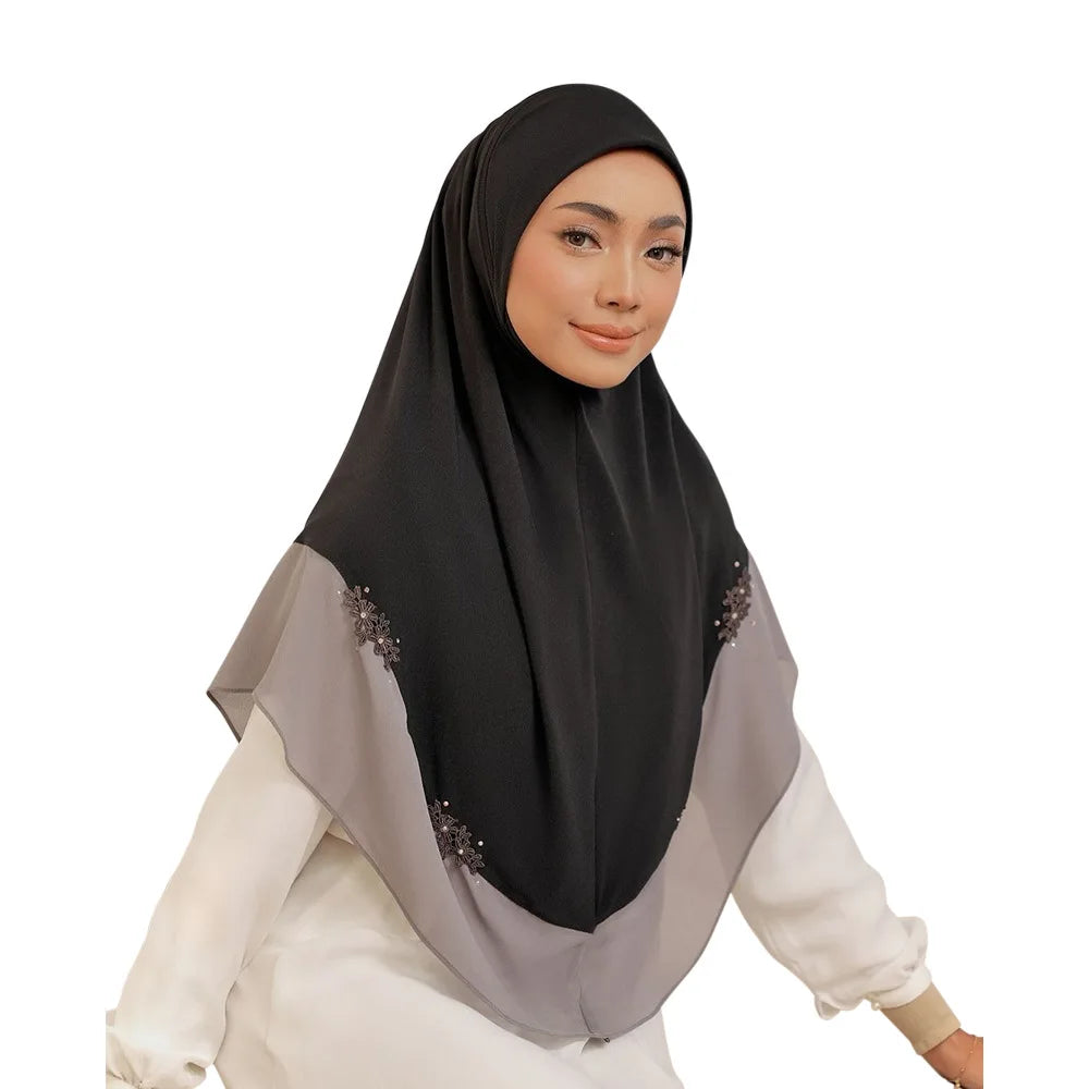 Chiffon Hijab Jersey Hijabs for Women Turban Malay Pullover Headgear Double Layer Solid Color Headscarf Bonnet Hijab Turbante