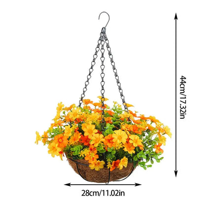 Artificial Hanging Flowers In Basket Silk Daisy Fake Flowers Chain Hanging Basket Flowerpot Wedding Home Party DIY Decoration