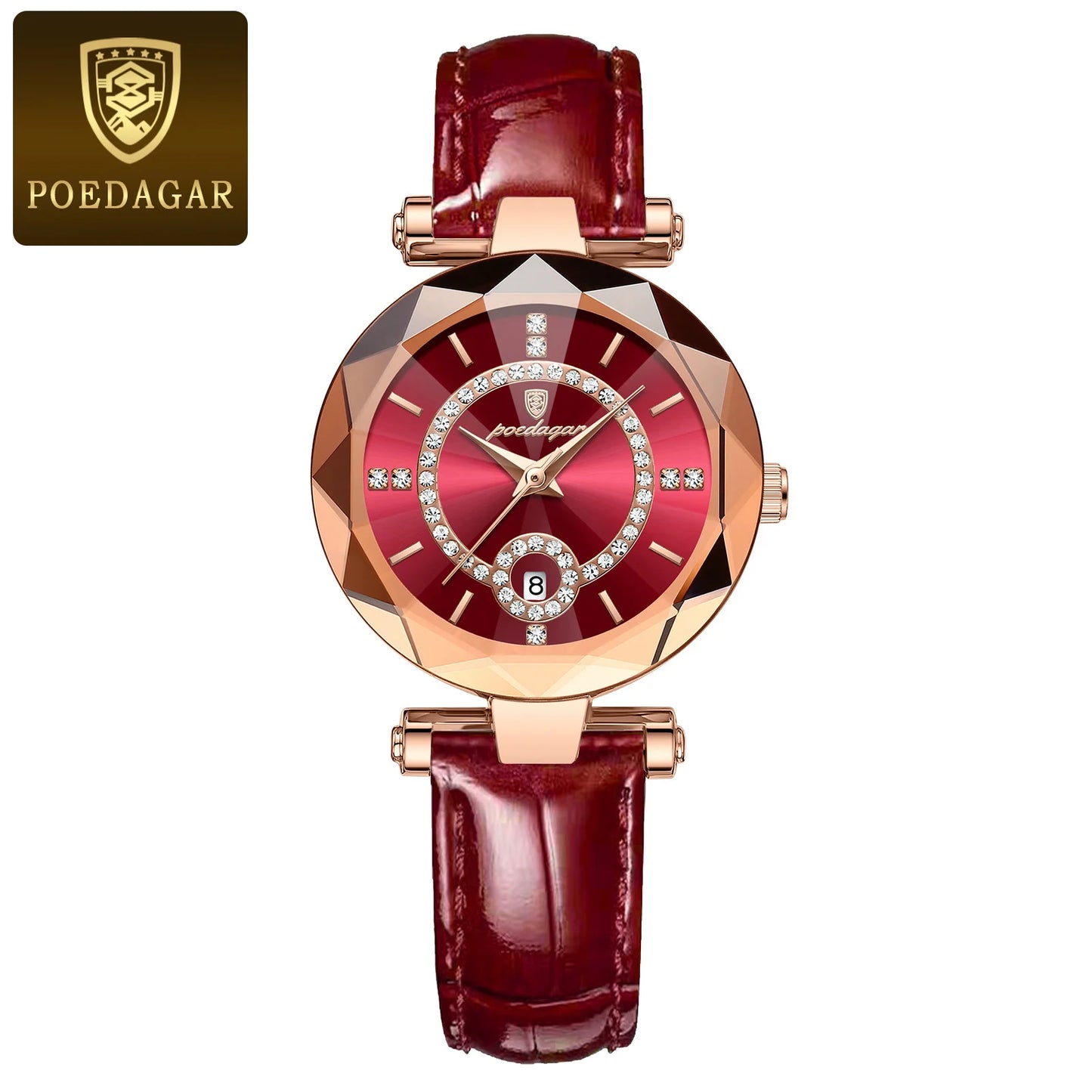 POEDAGAR Luxury Watch for Women High Quality Waterproof Date Leather Ladies Watches Dress Casual Quartz Women's Watch reloj +box