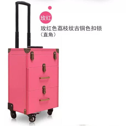 NEW Trolley luggage large Multi-layer Beauty make up bag box Suitcase capacity manicure Cosmetic case multifunct Rolling Luggage