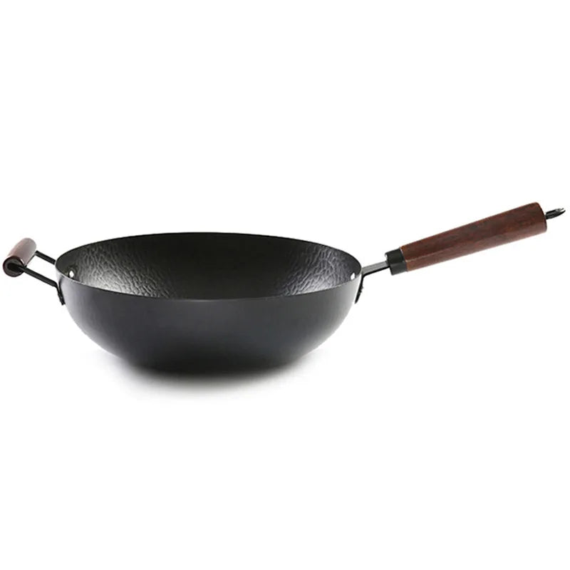 Cast Iron Woks 32cm 34cm Cauldron Wok Non-stick Skillet Wok Pan Bread Pizza Egg Pan Gas Stove Pancake Pan for Home Cooking Pan