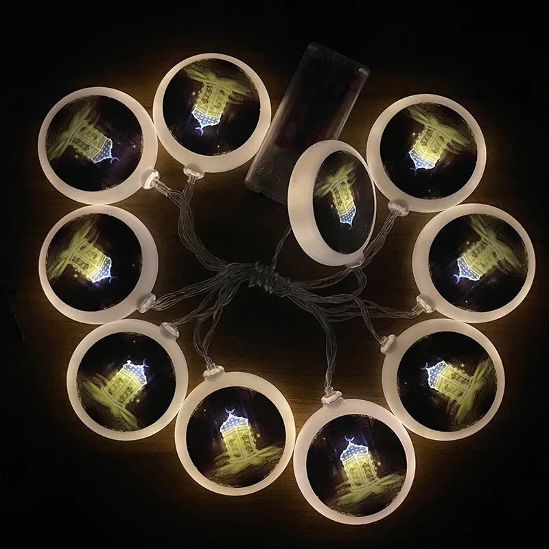 Ramadan Star Moon Castle Lampu Rentetan LED Eid Mubarak Hadiah Islam Muslim Ramadan Kareem Hiasan untuk Pesta Aidilfitri di Rumah 