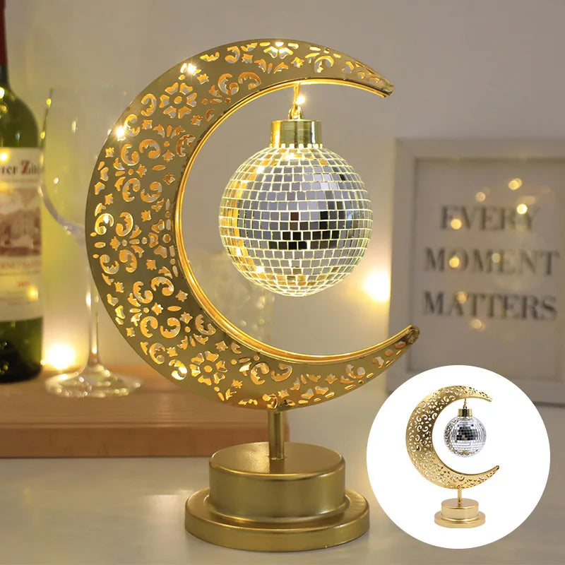 Logam LED Eid Mubarak Star Moon Light Bilik Tidur Hiasan Ramadan Lampu Malam untuk Hiasan Hari Raya Aidilfitri dan Islam Islam 