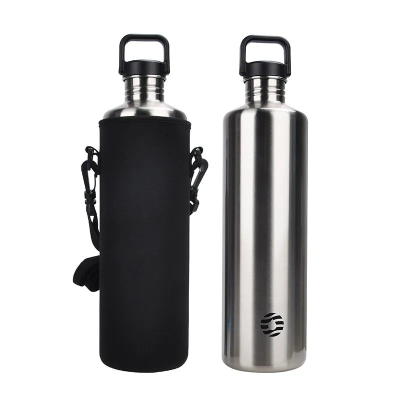 FEIJIAN 2L Stainless Steel Water Bottle Portable Cycling Sports Bottle Leakproof BPA Free Large Capacity With Bottle Bag