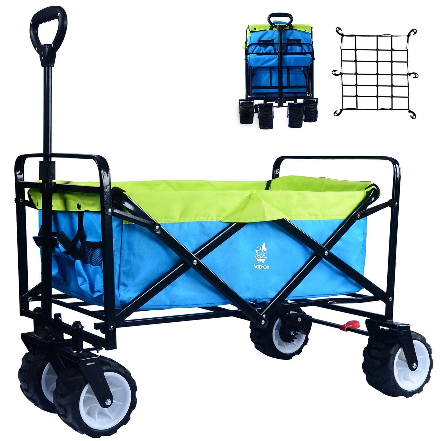 Collapsible Wagon Stroller Wagons Carts Foldable Grocery Cart on Wheels Beach Wagon Foldable Cart with Wheels Cup Holders