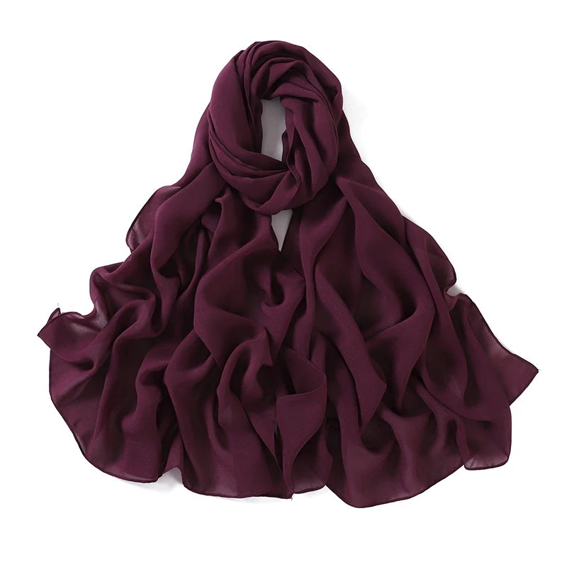 180*70cm New Muslim Chiffon Hijab Shawl Scarf Women Solid Color Head Wraps Women Hijabs Scarves Ladies Foulard Femme Muslim Veil