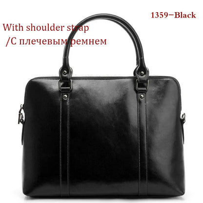 2024 New Cowhide Women's Briefcase Business Handbag Women Genuine Leather Bag 14.6 Inches Laptop Computer Bag Office Bags