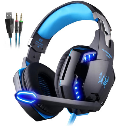 KOTION EACH Gaming Headset Casque Deep Bass Stereo Game Headphone with Microphone LED Light for PS4 Phone Laptop PC Gamer